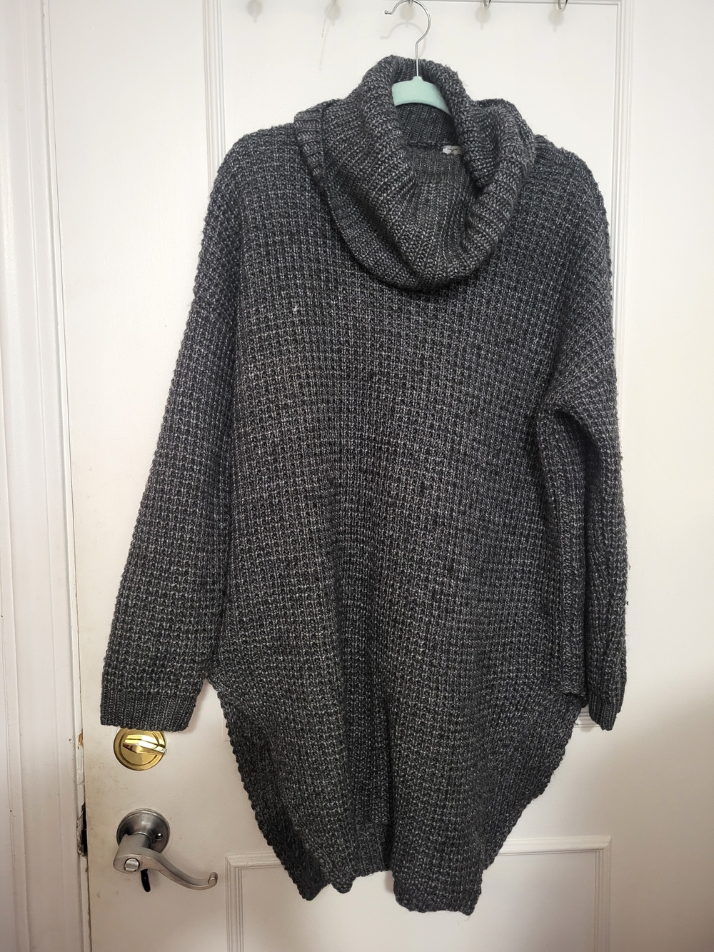Tristan Charcoal Cowl Neck Knit Sweater